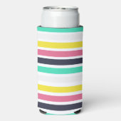 Gekleurde horizontale strepen seltzer blikjeskoeler (Seltzer Achterkant)