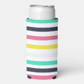 Gekleurde horizontale strepen seltzer blikjeskoeler (Seltzer Voorkant)
