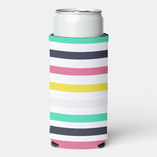 Gekleurde horizontale strepen seltzer blikjeskoeler (Seltzer Voorkant)