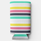 Gekleurde horizontale strepen seltzer blikjeskoeler (Achterkant)