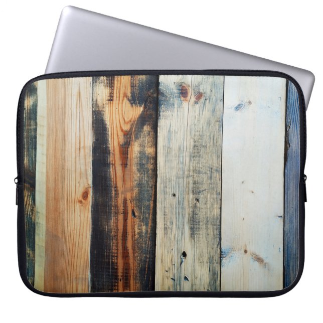 gekleurde houten textureabstract, achtergrond, bor laptop sleeve (Voorkant)