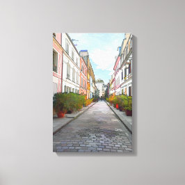Gekleurde huizen in Rue Cremieux - Parijs Canvas Afdruk