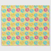 Gekleurde ijsdonuts verjaardag cadeaupapier (Vlak)