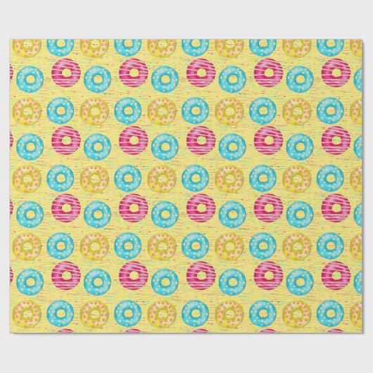 Gekleurde ijsdonuts verjaardag cadeaupapier (Vlak)