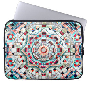gekleurde kaleidoscoop van tegels met een ruwe tex laptop sleeve