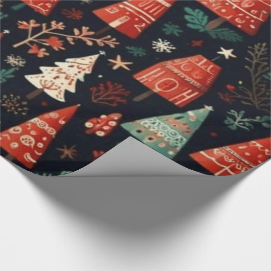 Gekleurde kerstbomen cadeaupapier (Hoek)