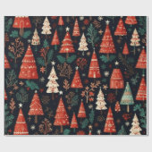 Gekleurde kerstbomen cadeaupapier (Vlak)