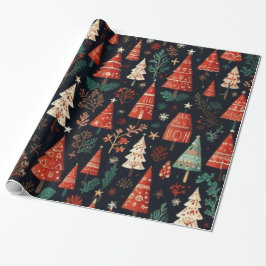Gekleurde kerstbomen cadeaupapier
