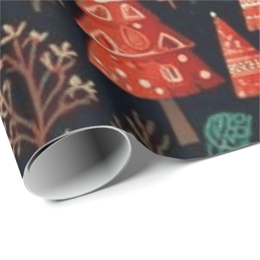 Gekleurde kerstbomen cadeaupapier (Rol Hoek)