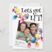 Gekleurde Kerstverlichting Foto Kerstmis Feestdagenkaart (Voorkant)