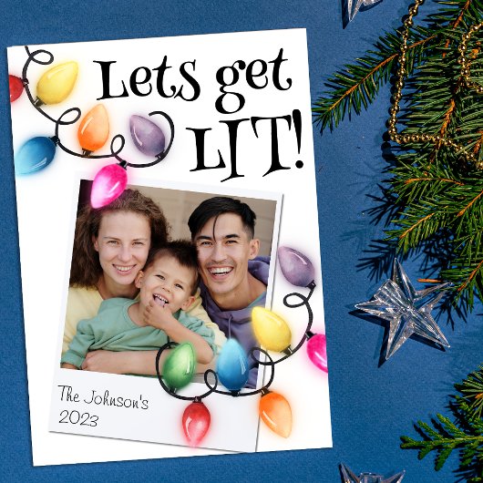 Gekleurde Kerstverlichting Foto Kerstmis Feestdagenkaart