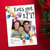 Gekleurde Kerstverlichting Foto Kerstmis Feestdagenkaart