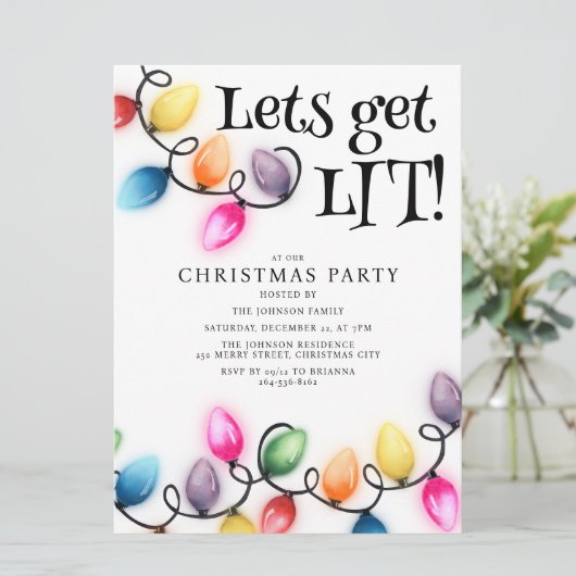 Gekleurde Kerstverlichting Foto Kerstvakantie Kaart (Staand voorkant)