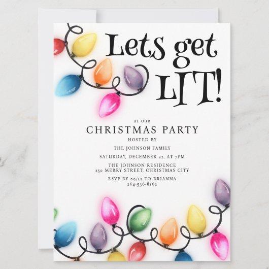 Gekleurde Kerstverlichting Foto Kerstvakantie Kaart (Voorkant)