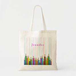 Gekleurde Kunstpotloden Custom Boek Bag Terug naar Tote Bag