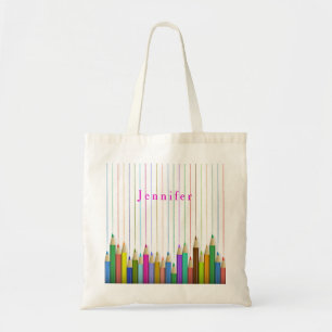 Gekleurde Kunstpotloden Custom Boek Bag Terug naar Tote Bag