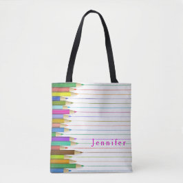 Gekleurde kunstpotloden Ontwerp Terug naar School  Tote Bag