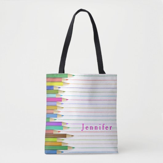 Gekleurde kunstpotloden Ontwerp Terug naar School  Tote Bag (Voorkant)