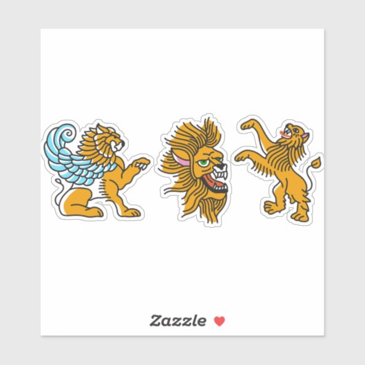 Gekleurde leeuw tattoo set sticker (Vel)