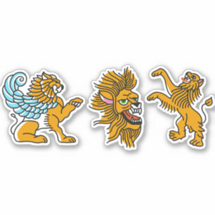 Gekleurde leeuw tattoo set sticker