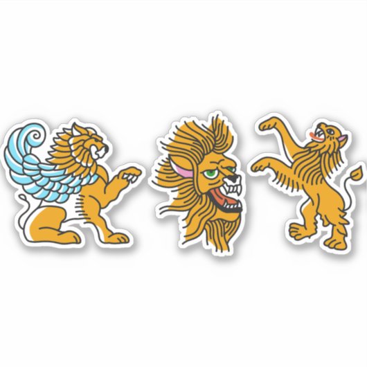 Gekleurde leeuw tattoo set sticker (Voorkant)