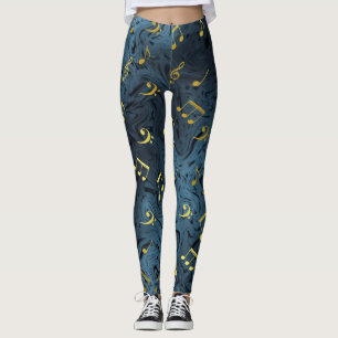 gekleurde legging elegante noten patroon glanzende