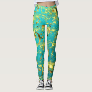 gekleurde leggings elegante noten patroon glanzend