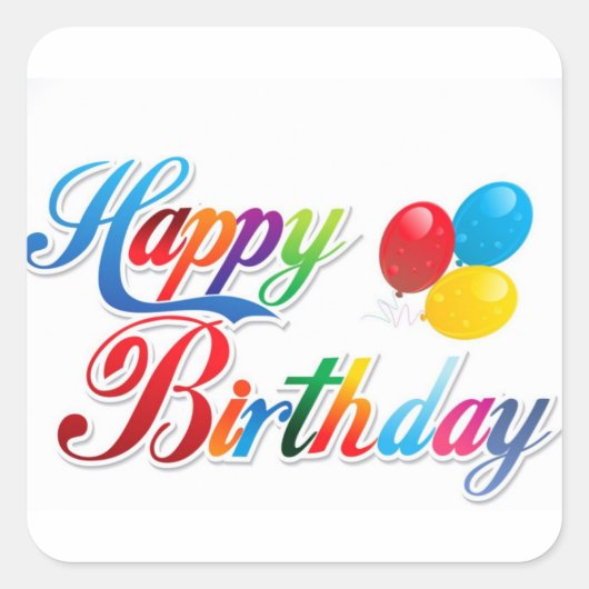  gekleurde letters Happy Birthday Vierkante Sticker (Voorkant)