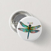 Gekleurde Libel van Gebrandschilderd Glas Ronde Button 3,2 Cm (Voorkant /achterkant)