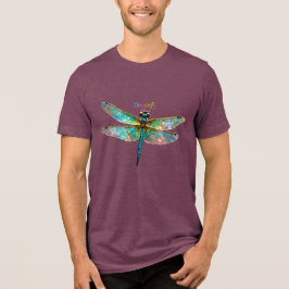 Gekleurde Libel van Glas in Lood Tri-Blend Shirt