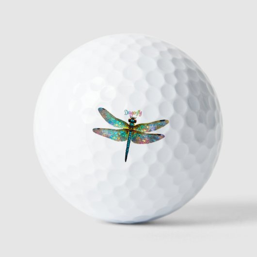 Gekleurde Libelle in Glas in Lood Golfballen (Voorkant)