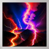 Gekleurde Lightning Mountain One Poster (Voorkant)
