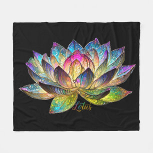 Gekleurde lotusbloem in glas in lood op zwart fleece deken