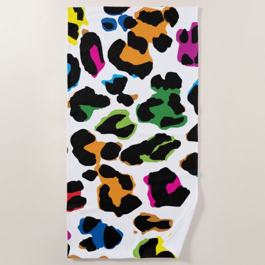 Gekleurde Luipaard print, dierenprint patroon. Strandlaken (Voorkant)