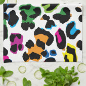 Gekleurde Luipaard print, dierenprint patroon. Theedoek (Gevouwen)