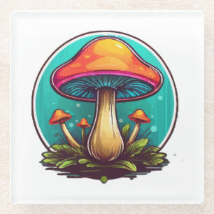 Gekleurde Magische Paddenstoelen Glazen Onderzetter