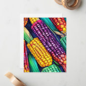 gekleurde maïs notitiekaartje (Voorkant / Achterkant in situ)
