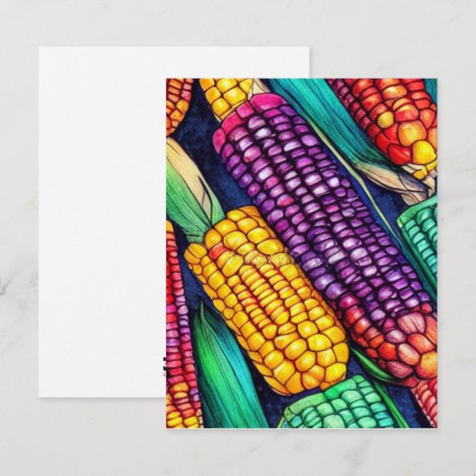 gekleurde maïs notitiekaartje (Voorkant / Achterkant)
