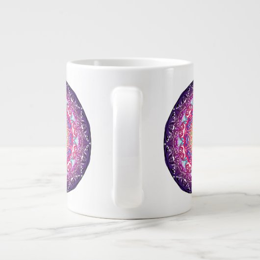 Gekleurde mandala grote koffiekop (Achterkant)