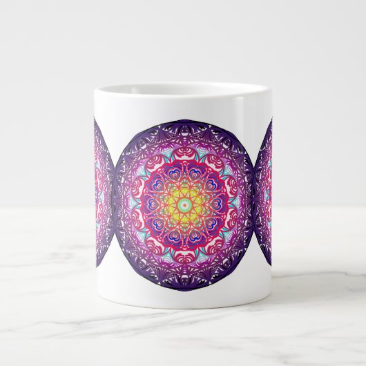 Gekleurde mandala grote koffiekop (Voorkant)