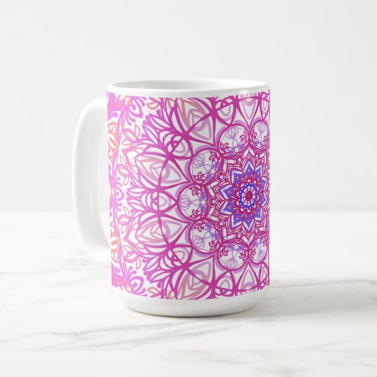 Gekleurde mandala koffiemok (Voorkant links)