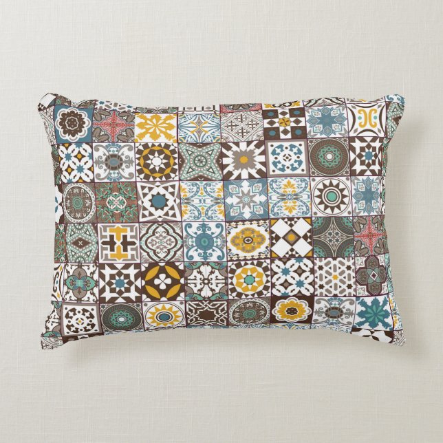 gekleurde Marokkaanse tegel Accent Kussen (Voorkant)