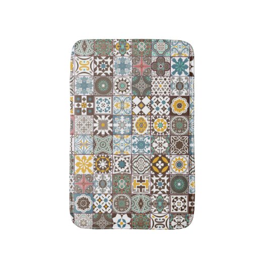 gekleurde Marokkaanse tegel Badmat (Voorkant Verticaal)