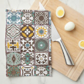 gekleurde Marokkaanse tegel Theedoek (Quarter Fold)