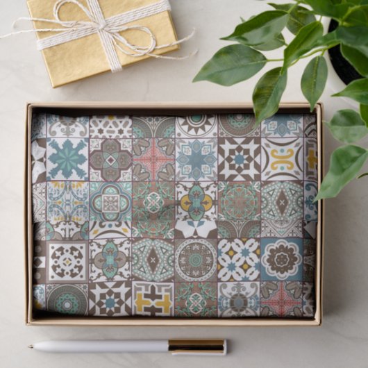 gekleurde Marokkaanse tegel Tissuepapier (Geschenk)