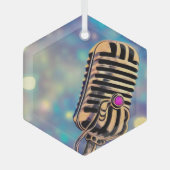  gekleurde microfoon 7 glas ornament (Voorkant)