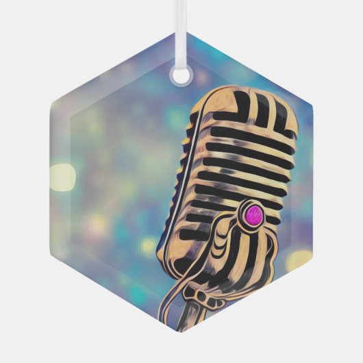  gekleurde microfoon 7 glas ornament (Voorkant)