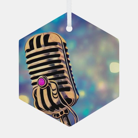  gekleurde microfoon 7 glas ornament (Achterkant)