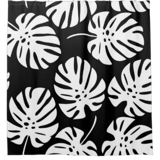 Gekleurde Monstera bladeren Bloemen Abstract Douchegordijn