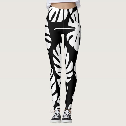 Gekleurde Monstera bladeren Bloemen Abstract Leggings (Voorkant)